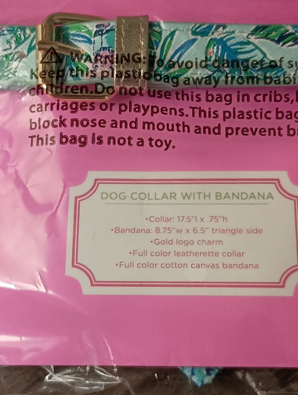 Lilly Pulitzer Floral Dog Bandana Collar - Aqua Pink - Picture 7 of 8